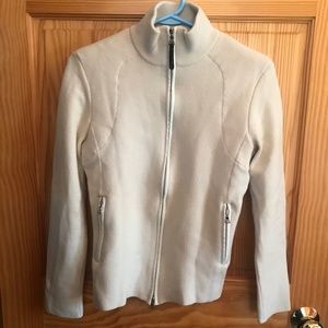 Prada Zip Cardigan 100% Wool Leather Accents